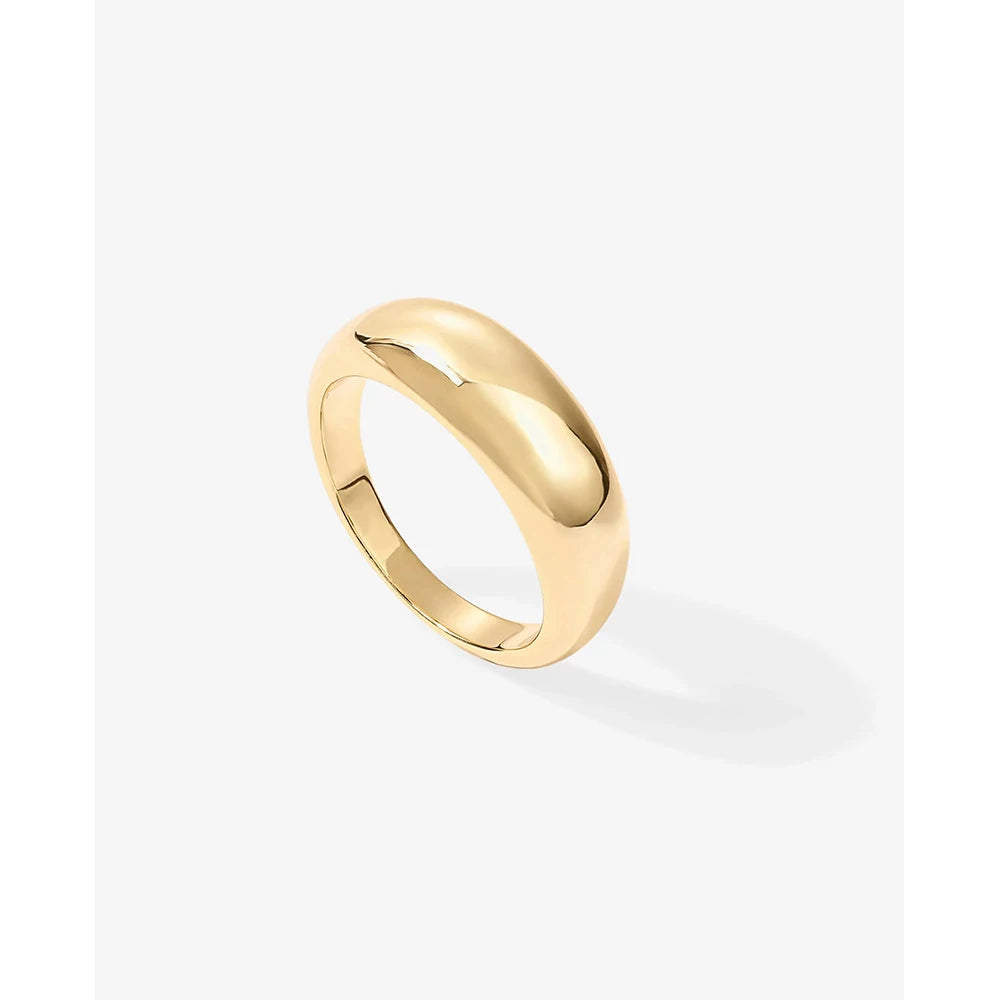Special Offer Jewelry 925 Sterling Silver Gold Plated Statement Simple Index Finger Forefinger Chunky Dome Rings for Women