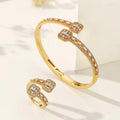 Fashion New Style Brass Bracelet Ring Set Diamond Design Geometric Jewelry Set for Women