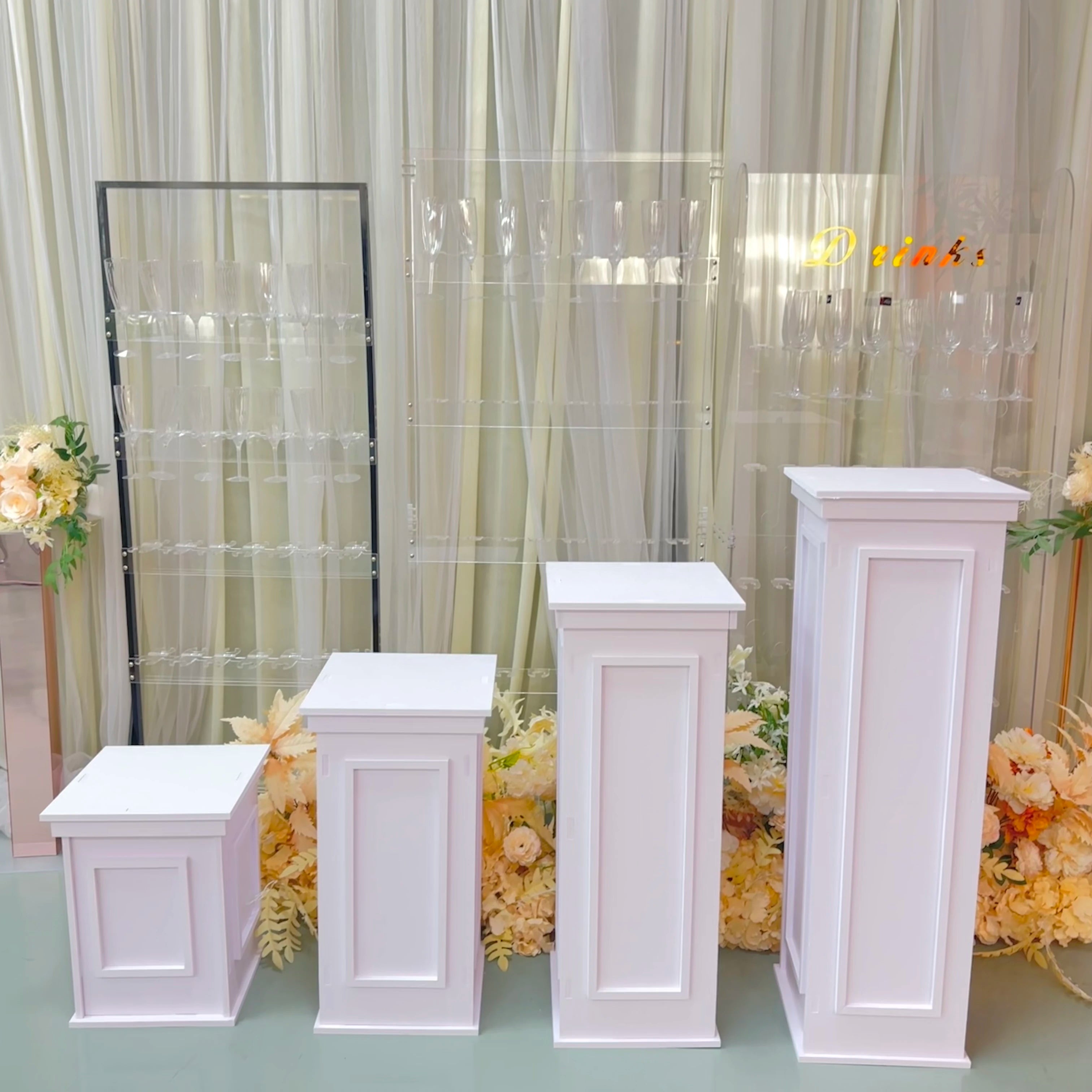 Hot Selling Modern European Style PVC Carved Roman Columns Pillar Square Wedding Plinth Carton Cake Accessory for Party Road