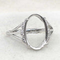 Sterling Silver 10*15mm Semi Mount Ring Empty Frame Blank Support Claws Setting S925 Base Holder Without Center Stone for Inlay