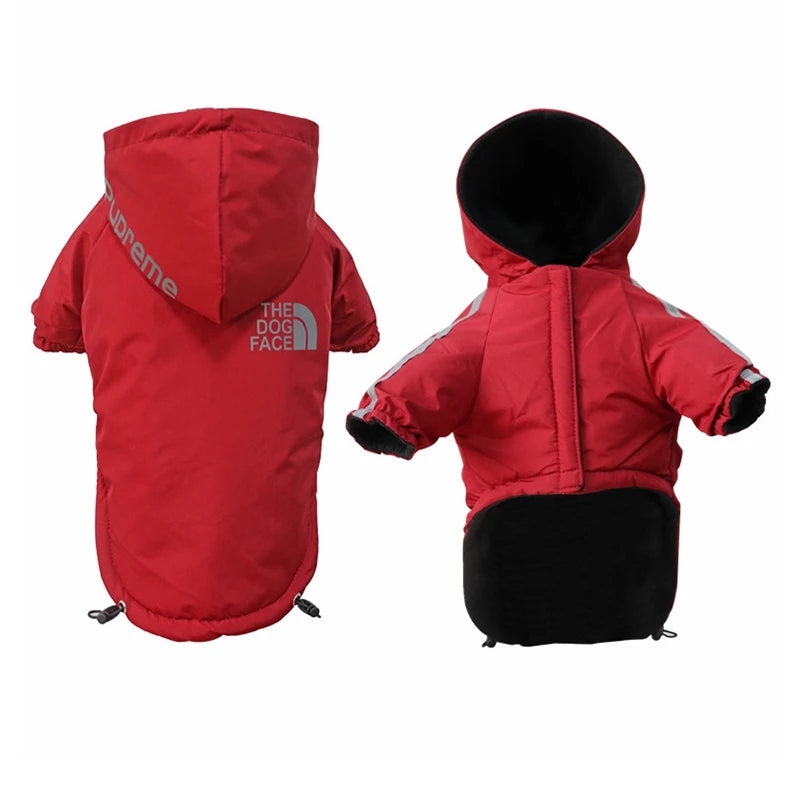 Durable Winter Dog Clothing Plush Thickened Waterproof Two Legged Hooded Pet Clothes Rainproof and Breathable Hoods for Dogs
