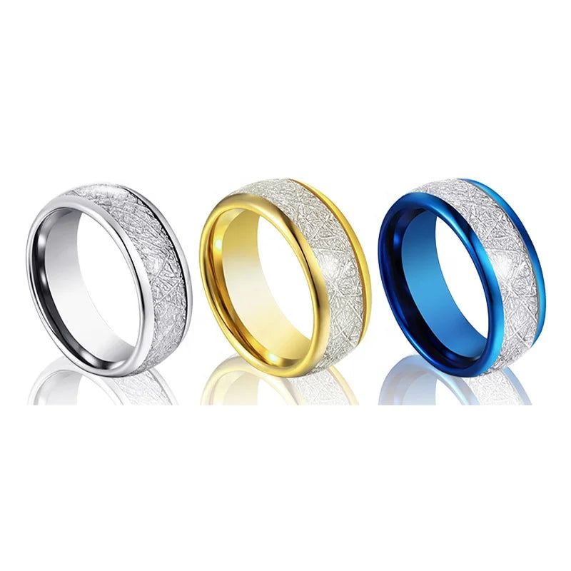 Ready to Ship Tungsten Meteorite Ring Plated Wedding Band Tungsten Carbide Men Rings