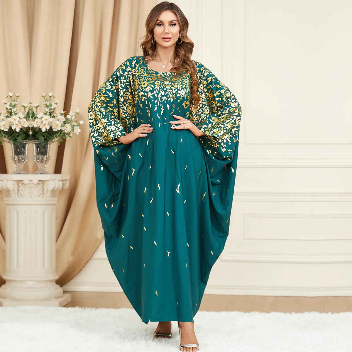 Islamic Clothing Women Turkey Muslim Dress Abaya Kaftan Kaftan Dubai Flower Printed Women Middle East Kaftan