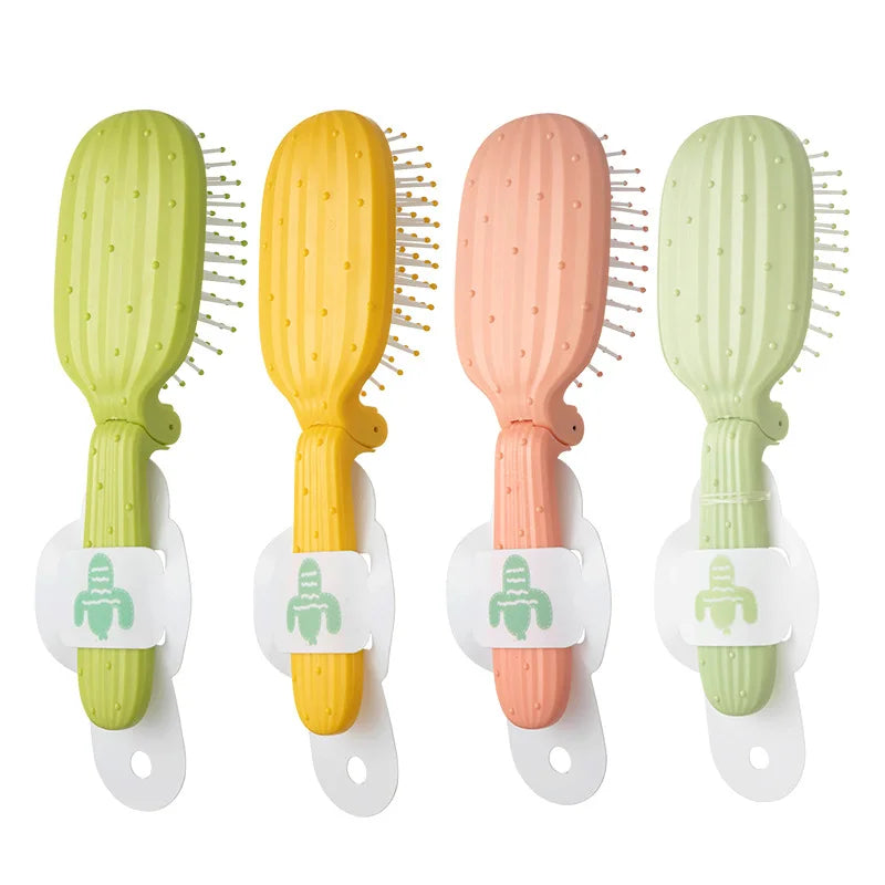 New Foldable Plastic Massage Comb with Air Cushion for Girls' Hair Beauty-Home Use