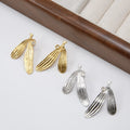Stylish Trendy Double-Leaf Stud Earrings Golden Silver Striped Fashion for Women Mainly Made Brass for Anniversaries