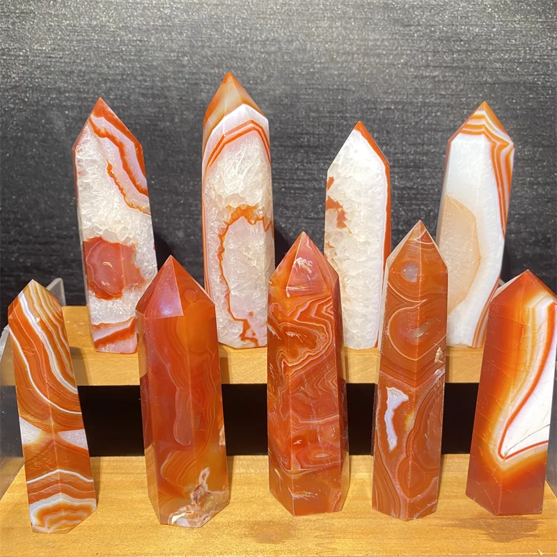 New Product Crystals About 10CM Red Sardonyx Point for Spiritual Healing and Meditation Decoration