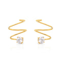 Chris April 316L Stainless Steel Spring Jewelry Earrings Waterproof 18K Gold Plated Solitaire Zircon Spiral Pin Earring