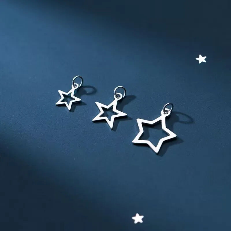 Wholesale DIY Jewelry Finding Solid 925 Sterling Silver Zircon Cute Lucky Star Clover Four Leaf Clover Charm Pendant Gift