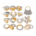 Trendy PVD Gold Plated Stainless Steel Two Tone Chunky Rings Waterproof Mixed Color Flower Twisted Rings Women Finger Jewelry
