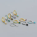 Trendy Jewelry Gold Plated 925 Sterling Silver Blue Black Green Waterdrop Pendant Huggie Hoop Earrings
