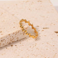 18K Gold Plated Permanent Wave Block Finger Ring Tarnish Free Stainless Steel Wholesale Jewelry Fashion Rings
