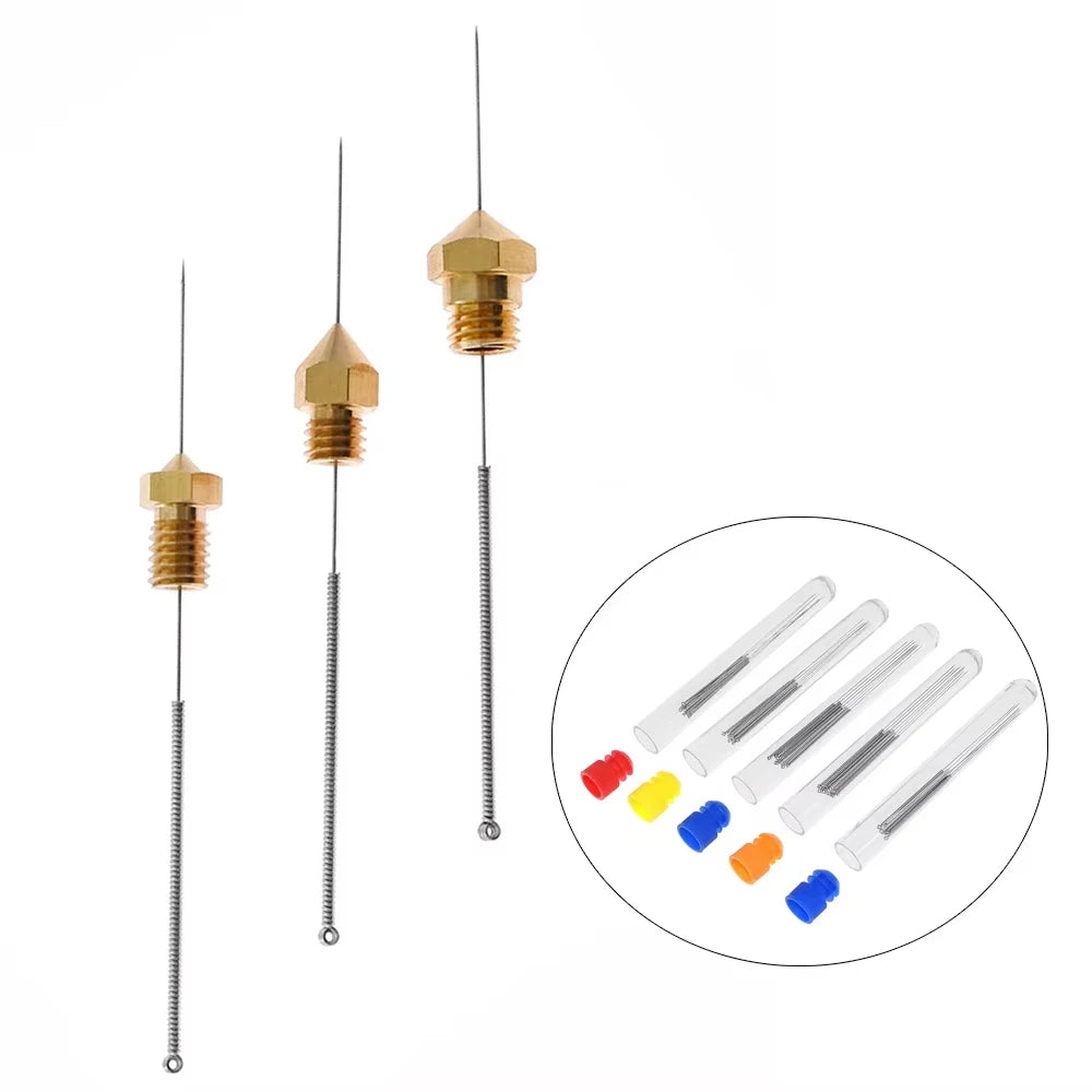10pcs 3D Printer Nozzle Cleaning Needles Stainless Steel for E3D V6 MK8 Nozzle 0.4mm Ender 3 V2 CR10 DIY Tool Kit