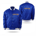 Custom Designer Men's Casual Winter Coat Reversible Bomber Jacket Hooded Stand Collar Zipper Pocket Decoration Woven Cotton