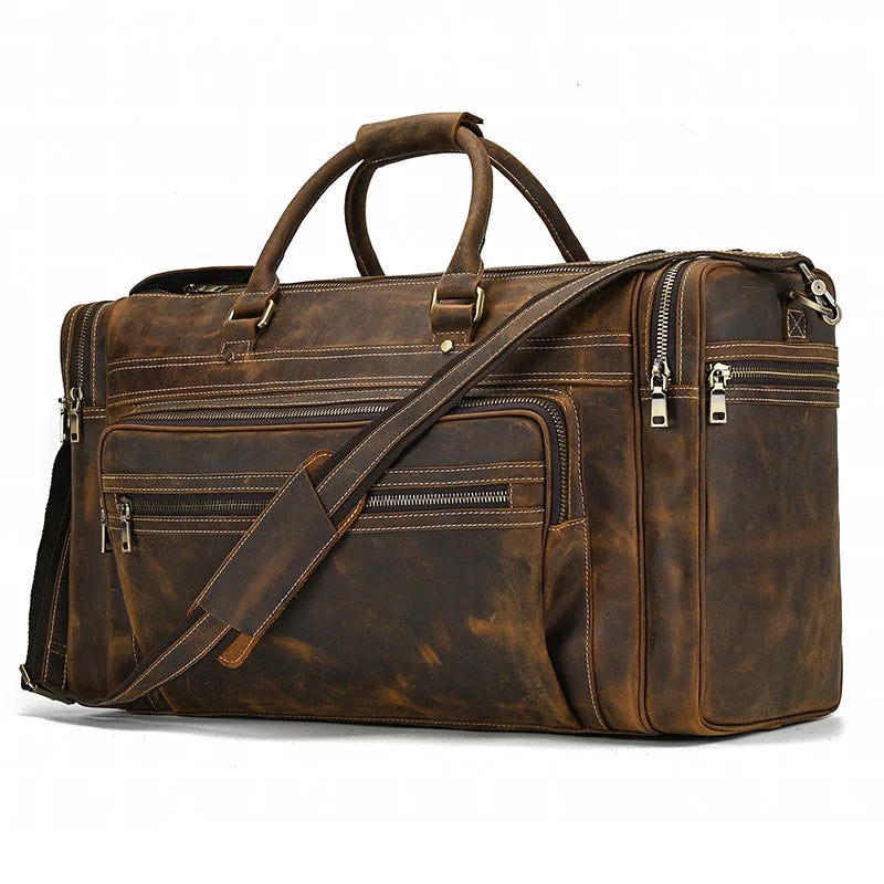 Luggage Travelling Crazy Horse Duffle Mens Leather Travel Bag Leather Duffle Bag for Men Travel Weekend