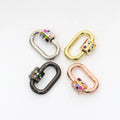 Tengyue YAL21011505 Colorful CZ Micro Pave Oval Screw Clasp with Easy Open Spring for DIY Jewelry