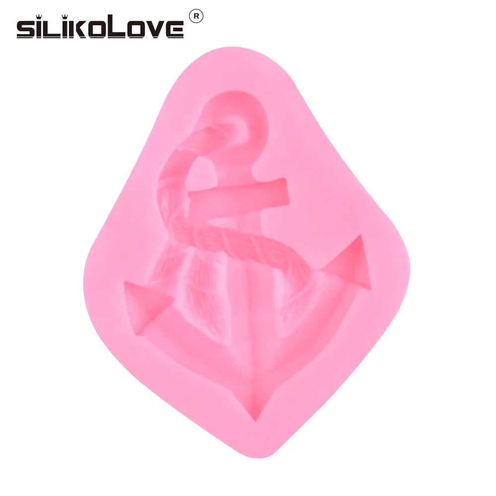 Ocean Series Anchor Shape Silicone Fondant Cake Mold for Cupcake Candy Chocolate 3D Cake Decoration Baking Tools