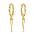 European American 925 Sterling Silver Rivet Cone Conical Shape Pendant Gold Plated Hoop Earrings for Women