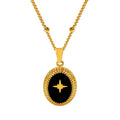Drop Glue Awn Star Ellipse Pendant Necklace Female Clavicle Chain Ins Sex Cool Wind Contracted Stainless Steel 18K Gold