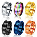 Dingchao Customizable Stainless Steel Men's 8mm Groove Ring with Beveled Edges in Black Silver Gold