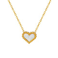 Trendy Gold Plated Stainless Steel Heart Shell Necklace Fashionable Collarbone Chain for Anniversary Occasions