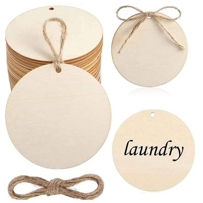 Blank Round Wooden Discs with Hole Plain Wooden Slice Tags for Home Decorative Crafts and Ornament Plywood Board in Love Style