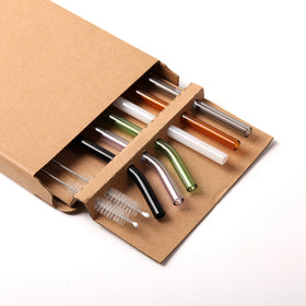 High Borosilicate Glass High Temperature Resistance Curved Glass Straw Set