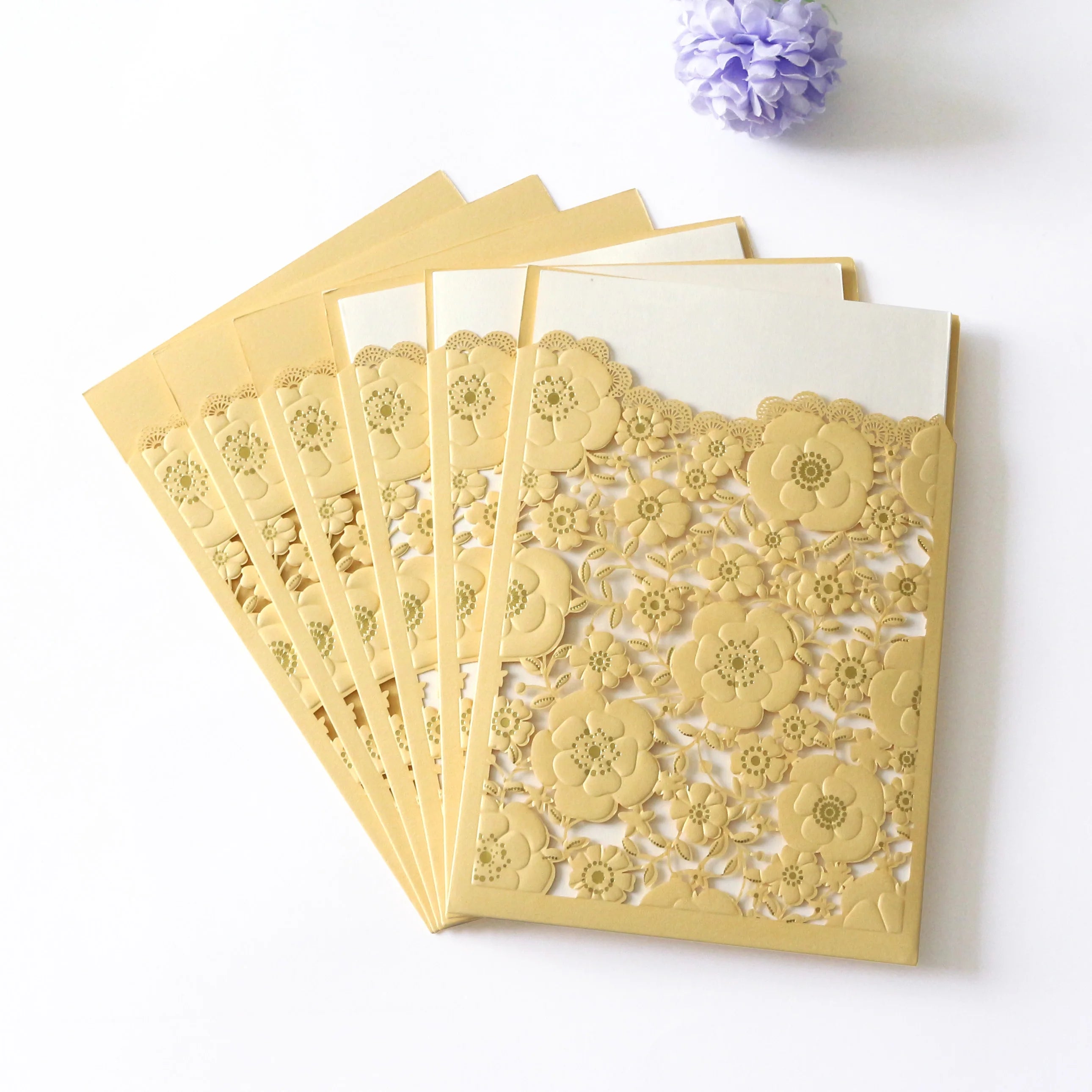 Custom Laser Cut Wedding Invitations Cards with Envelope Embossing Floral Wedding Invitation Cards Luxury Invitations