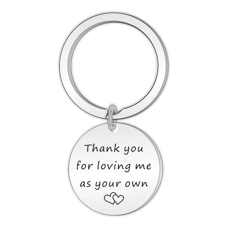 Stainless Steel Thank You for Loving Me As Your Own Key Chain Valentine's Mother's Father's Day Key Chain Dog Tag Key Rings