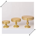 Customized Hot 8'10'12inch 3pcs Metal Hollow Lace Edge Cake Stands for Wedding Party Gold Cake Dessert Display Stand Set