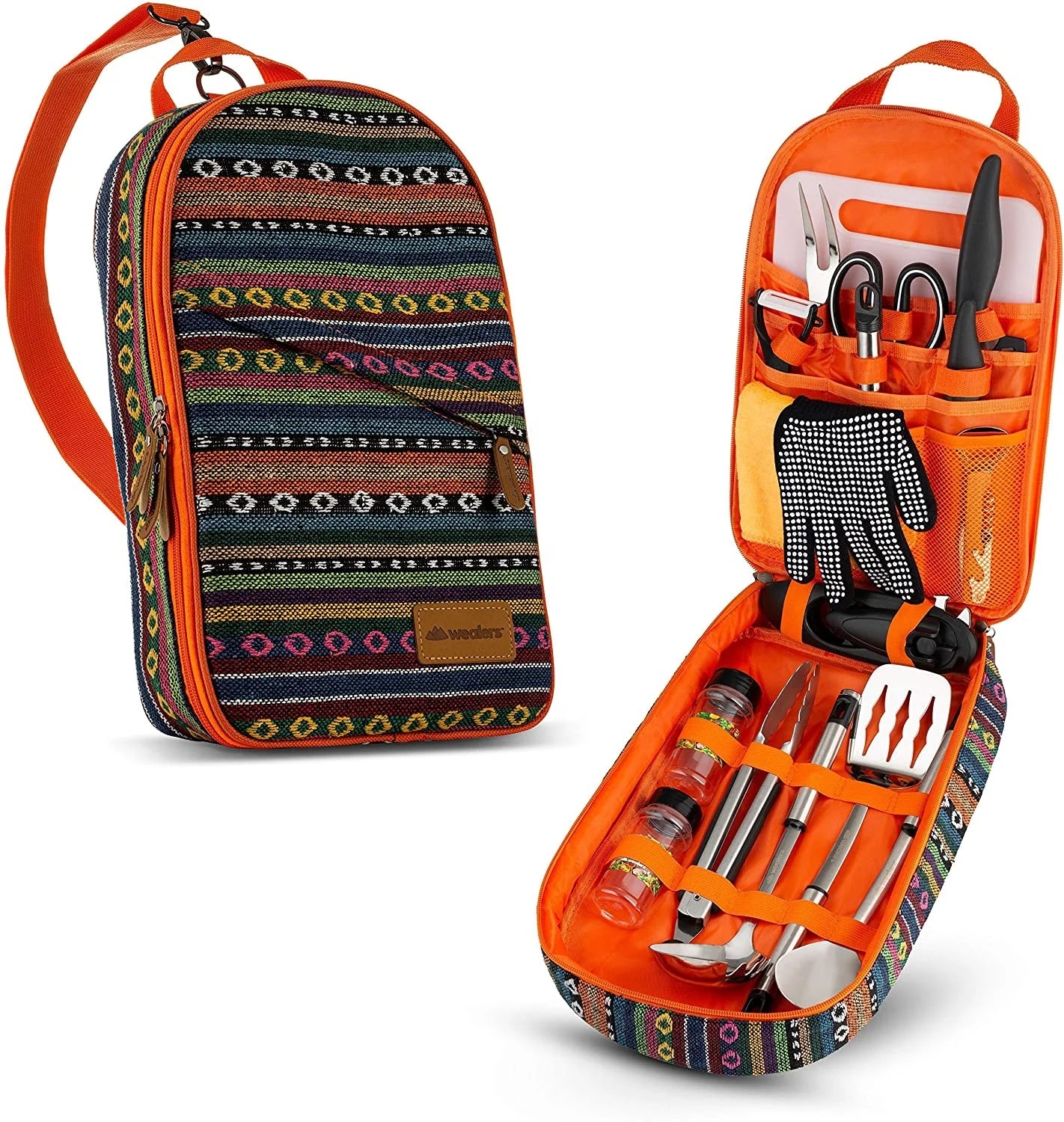 Camp Kitchen Cooking Utensil Set Travel Organizer Grill Accessories Portable Compact Gear for Backpacking BBQ Camping Hiking