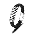 Personalized Engraved Name Man Jewelry Custom Black Braided Real Leather Bracelet Stainless Steel Jewelry for Man