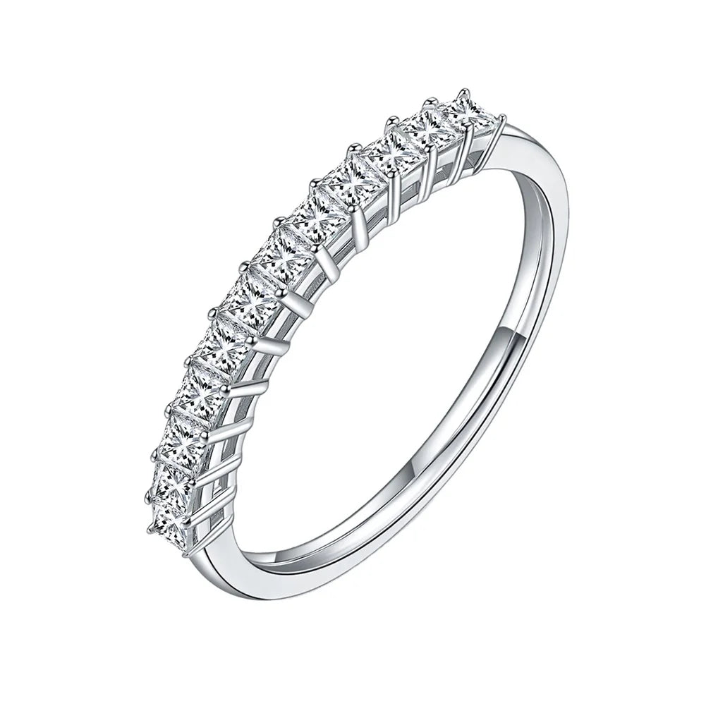 RINNTIN SR277 Romantic Jewelry 925 Sterling Silver Wedding Rings Rhodium Plated 2*2mm Princess Cut 4A Zircon Ring for Women