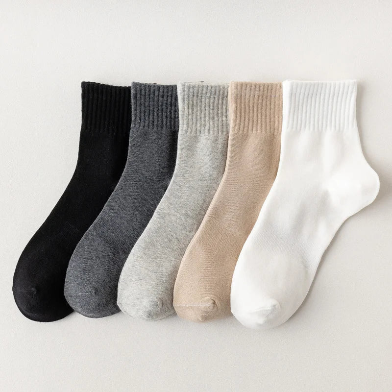 OEM Elite White Black Business Crew Socks Thin Custom Logo 100% Cotton Jacquard Technology Men Summer Fashion Dress