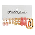 Cute Resin Butterfly Hoop Earrings Set For Women Gold Heart Chain Hoop Earrings Set 2022 Trend Jewelry set