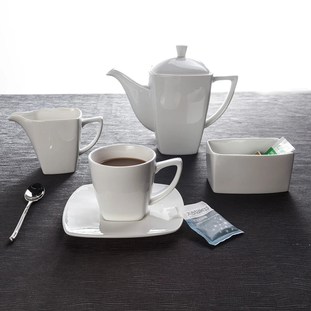 Hotel Cafe Shop Ceramic Milk Pot Sugar Bowl Coffee Cup 4Pcs Set