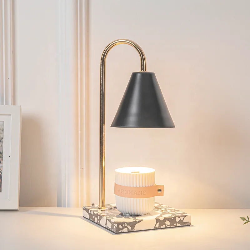 Typical High End Black Electric Scented Candle Warmer Lamp With Marble Effect Base for Sale