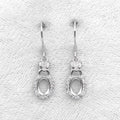 Sterling Silver 5*7mm Semi Mount Hoop Earrings Frame Empty Support Blank Setting S925 Base Without Center Stone for DIY Inlay