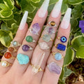 Handmade Wire Wrap Gemstone Healing Crystal Stone Stacking Ring Gold Plated