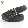 OEM  Zinc Alloy Buckle Men Designer Printed Logo Belts Automatic 100% Genuine Leather Tan Trouser Belt Men