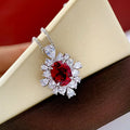 Aimgal NGTC Certified 2.25ct Lab Ruby Pendant Necklace 8A High-Carbon Diamond Surrounding Inlay 18K Gold-Plated 925 Silver Chain