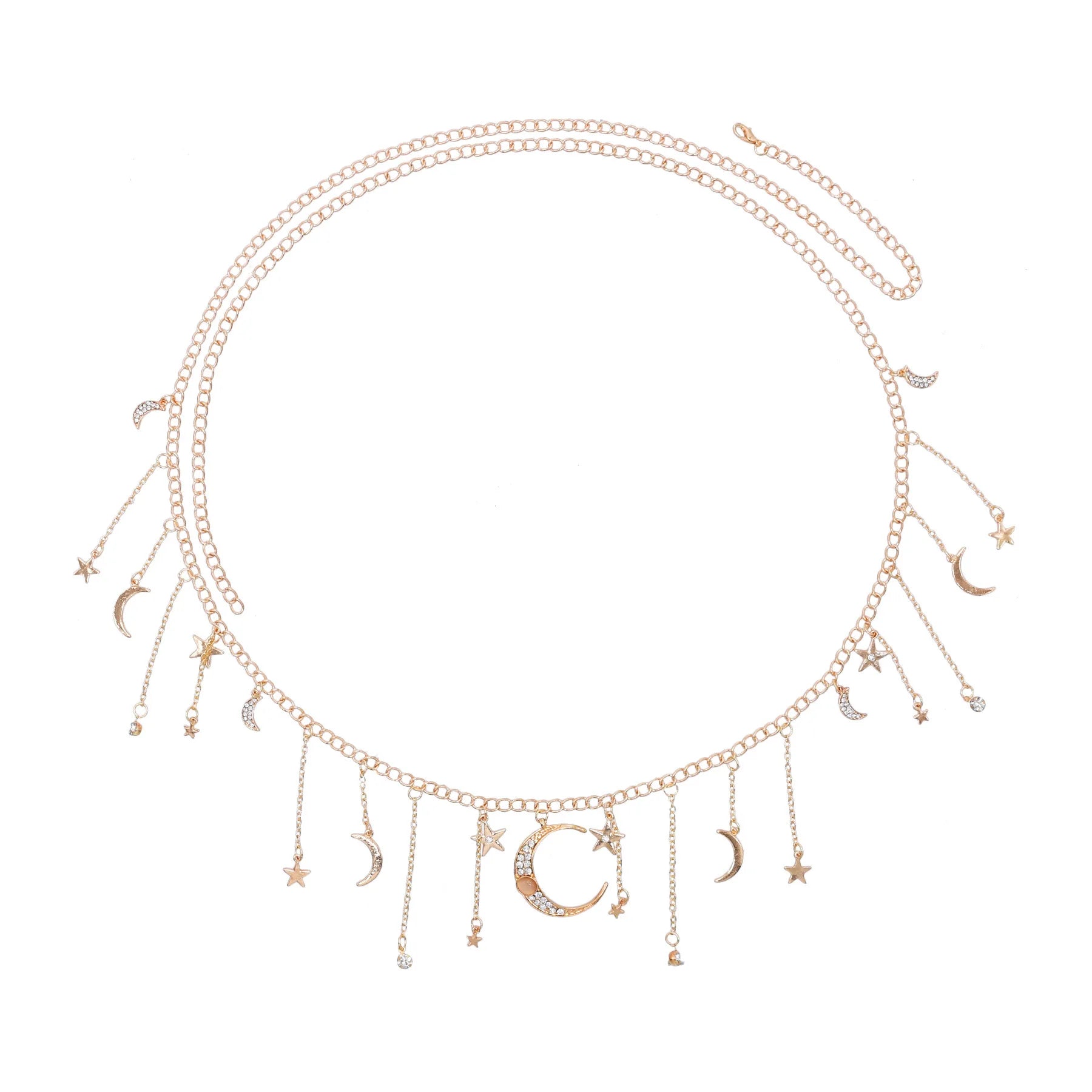 Women's Adjustable Gold Silver Alloy Waist Chain Layered Beads Sun Star Belly Chain Bikini Body for Beach Party Beach