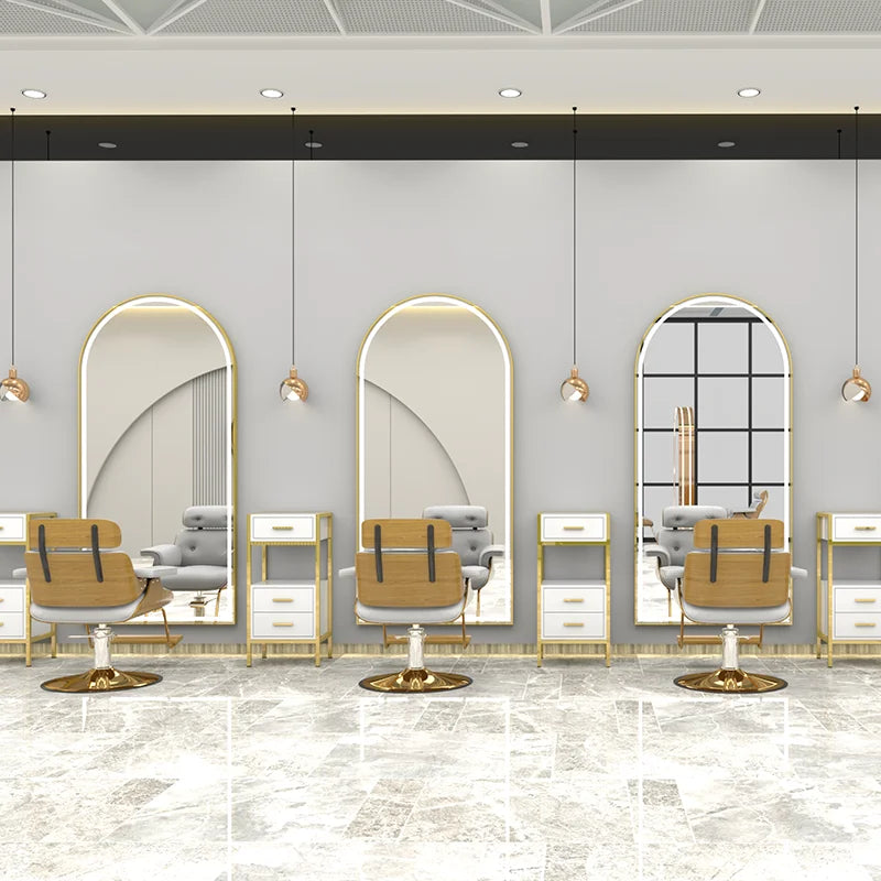 Hot Sale Luxury Salon Mirror Gold Styling Station Hair Salon Led Light Mirror for Salon Decor