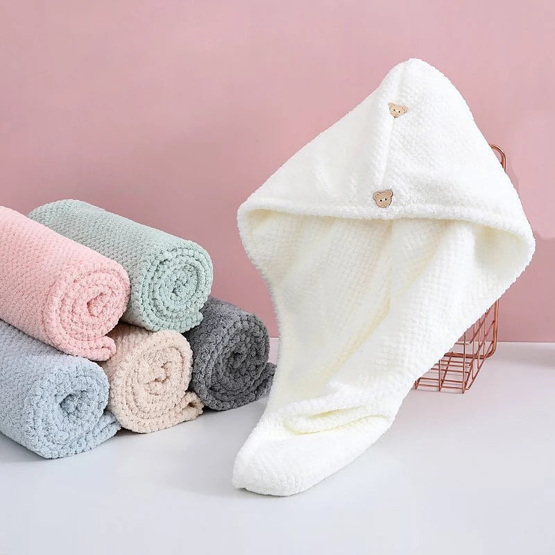 Quick Drying Absorbent Wrap Embroidery Microfiber Hair Drying Towel
