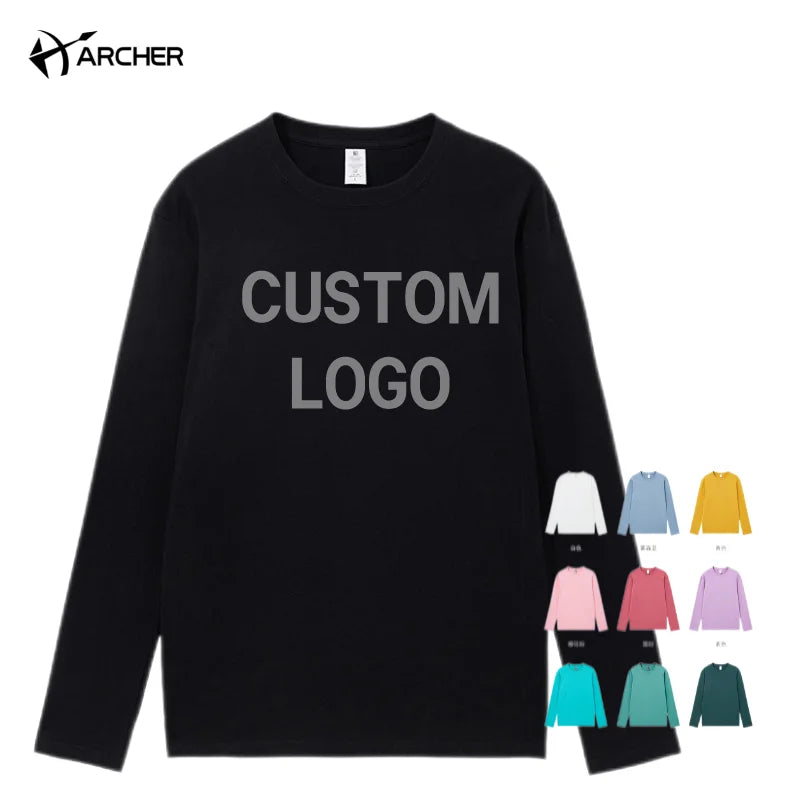 Custom Streetwear Heavy Weight Plain Tshirt Basic Long Sleeve Cotton t Shirt Customized Mens Blank t Shirt for Autumn