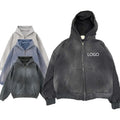 Heavyweight Custom Logo Puff Print Hoodies Fleece Tracksuits Cotton Sweatshirt Custom Streetwear Acid Wash Sweatshirt MegaBDM