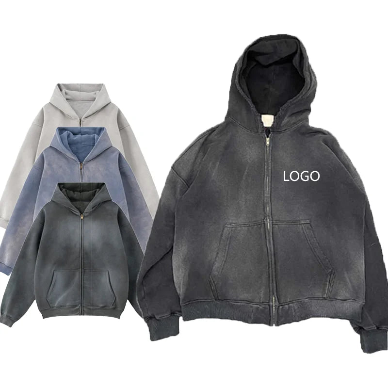 Heavyweight Custom Logo Puff Print Hoodies Fleece Tracksuits Cotton Sweatshirt Custom Streetwear Acid Wash Sweatshirt MegaBDM