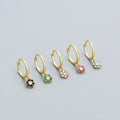 Ins Design 18K Gold Plated Colorful Zircon Flower Earring Fine Jewelry 925 Sterling Sliver Hoop Earrings Jewelry Women