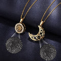New Fashion Romantic Necklace  Zircon Couple Necklace Moon Sun 100 Language I love You Projection Necklace