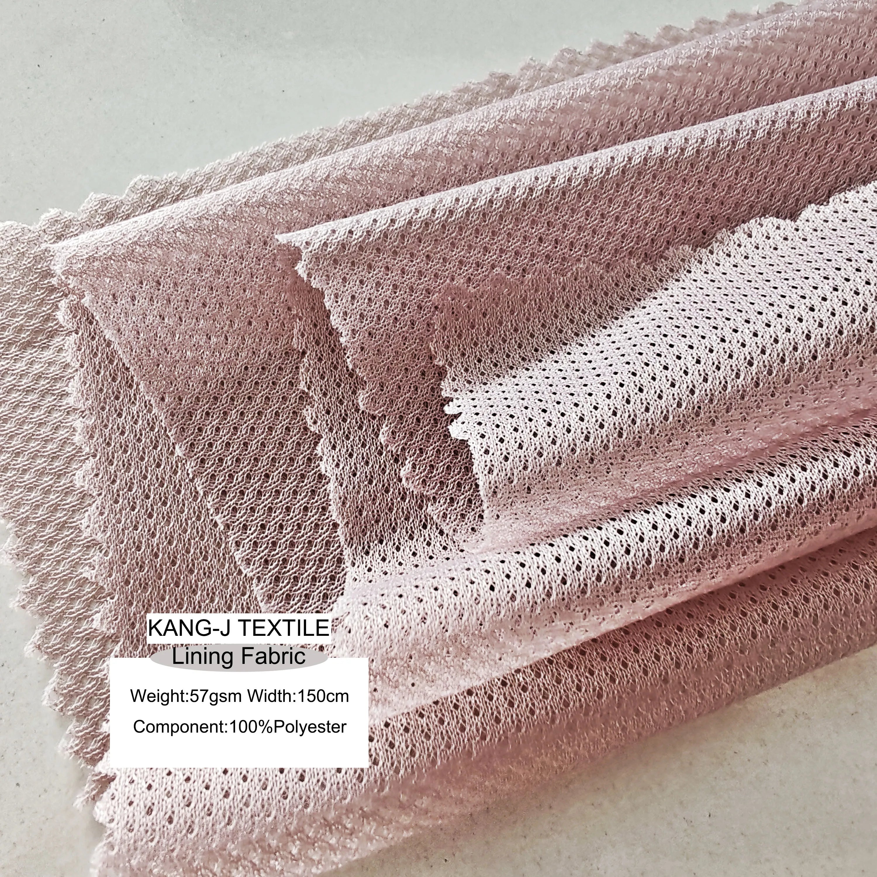 100% Polyester 57gsm 150cm Moisture Wicking Breathable 57gsm150cm Tracksuit Lining Mesh Fabric for Sportswear Jacket Bag