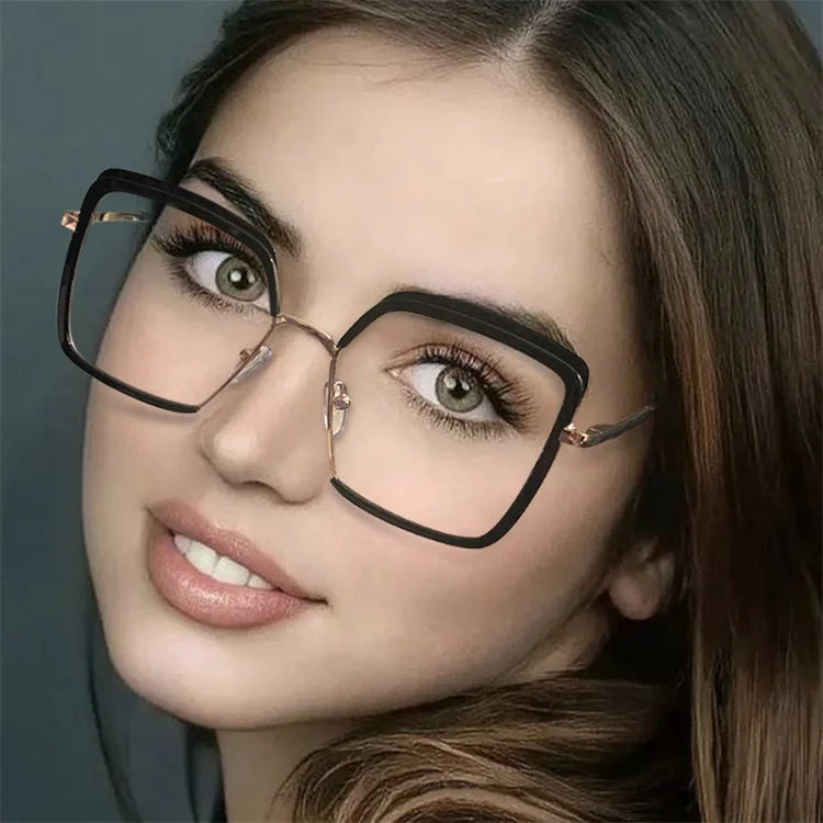 Wholesale Eyewear Fashion Designer Plain Spectacles Oversized square Frame Anti Eye Strain Computer Glasses for Adult